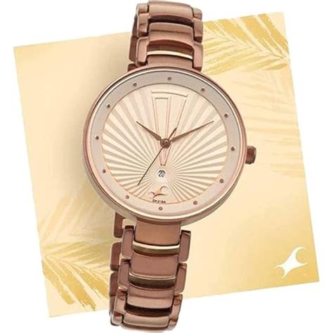 Buy Online Fastrack Ruffles Quartz Analog with Date Beige Dial ...