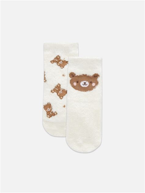 Baby Boys;Girls;Unisex Oatmeal 3pk Bear Grip Sole Cosy Socks | Primark