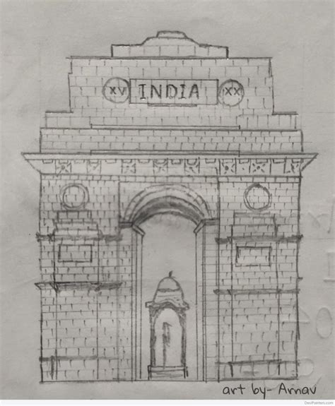 Great Pencil Sketch Of India Gate - Desi Painters