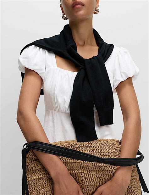 Buy Linen Rich Puff Sleeve Mini Shift Dress at Marks & Spencer