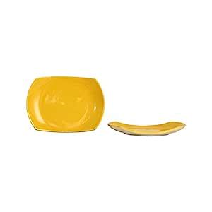 Buy Caffeine Ceramic Handmade Yellow Glossy Snack Plate 7 inch (Set of ...