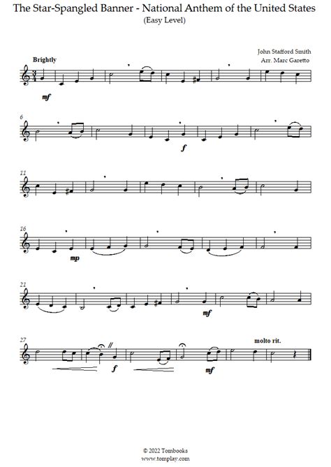 Image result for Baritone Star Spangled Banner Notes