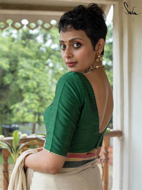 Green Art Silk U Neck Padded Blouse|Tulasi|Suta