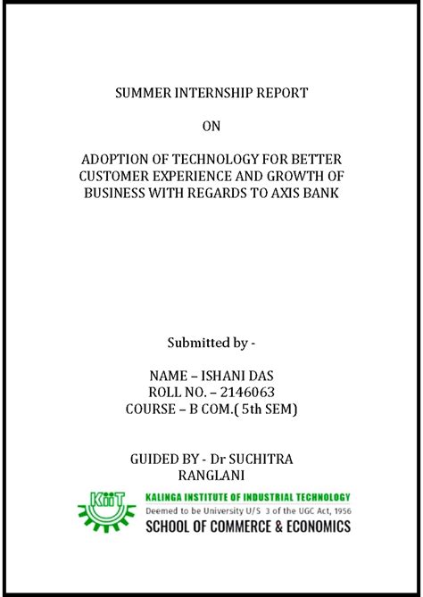 Summer Internship Report final - SUMMER INTERNSHIP REPORT ON ADOPTION ...