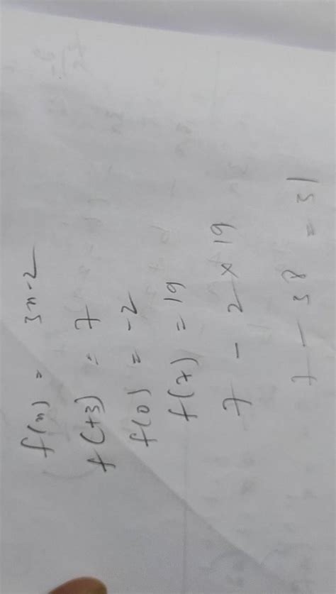 f(x) = 3x-2, Xer, find f(+3) + f(0) xf (7) - Brainly.in