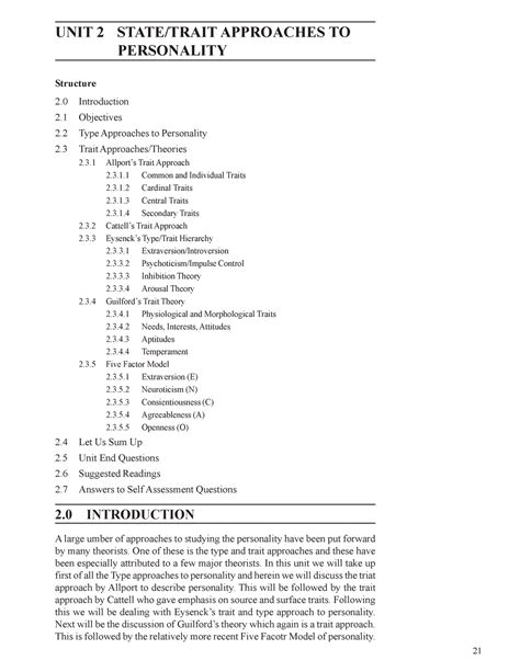 Unit-2 - STATE/TRAIT APPROACHES TO PERSONALITY - Definition and Concept ...