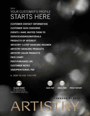 Artistry Customer Profile Form - Blank Fillable Template | Fill Out ...