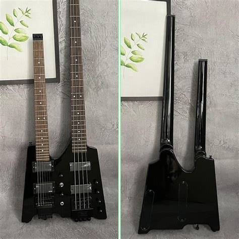 Buy Black Double Neck Headless Electric Guitars 6 String Guitar + 4 ...