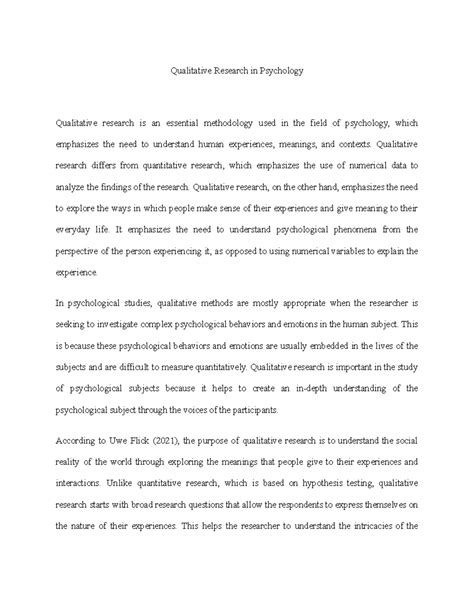 Qualitative Research in Psychology: Understanding Human Experiences ...