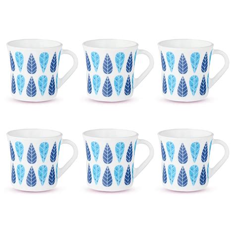 Larah by BOROSIL Crysta Series Fable Opalware Mug | Set of 6 Tea/Coffee ...