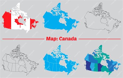 Premium Vector | Map of Canada vector drawing Mercator projection Filled and outline version