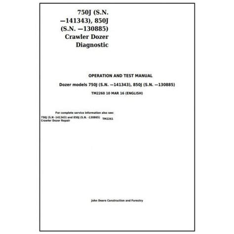 John Deere 750J, 850J Crawler Dozer Pdf Diagnostic, Operation and Test