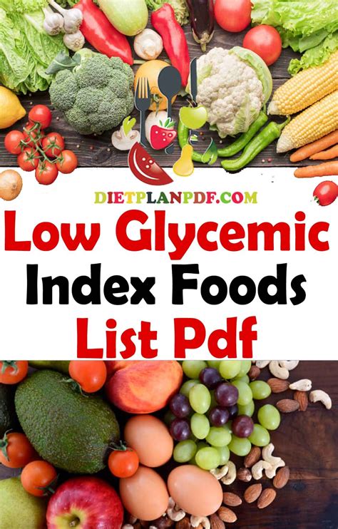 Glycemic Index Load Food Chart List - Printable Cards