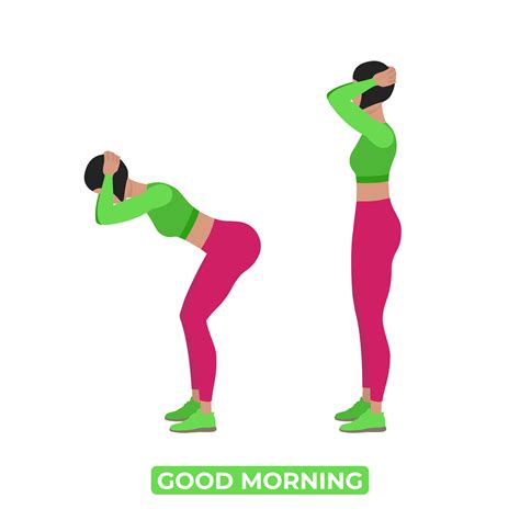 Vector Woman Doing Good Morning. Bodyweight Fitness Legs Workout ...