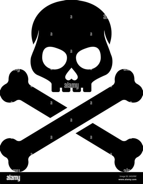 Black Silhouette of Evil Skull and Bones. Jolly Roger Icon. Death ...
