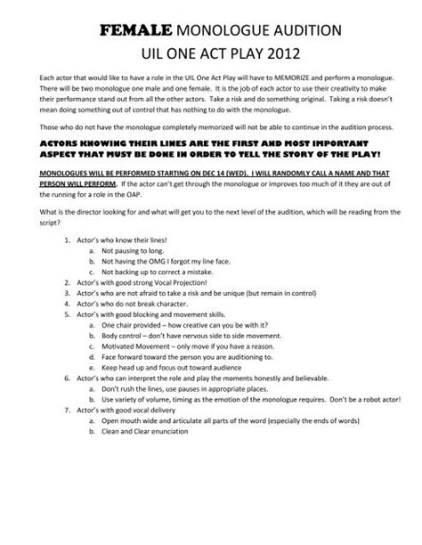 Image result for Next in Line Monologue Script