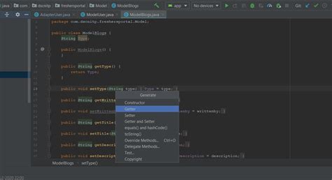 How to Create Constructor, Getter/Setter Methods and New Activity in ...