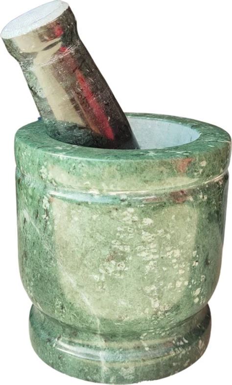 Parijata Imam Dasta Green Big Mable Mortar Pestle Set Big Okhli Marble ...