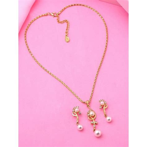 Buy Estele Rose Gold Plated CZ Flower Designer Pendant Necklace for ...