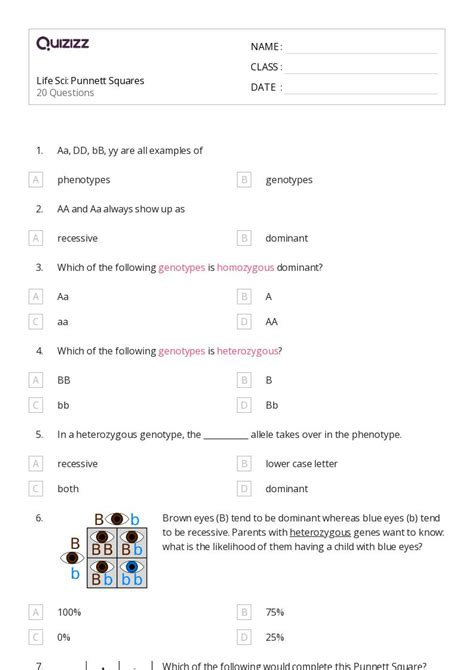 50+ genetics vocabulary dominant and recessive worksheets on Quizizz ...