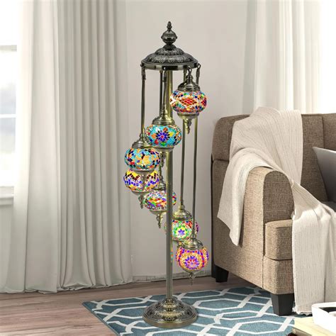 Marrakech Turkish Moroccan Floor Lamp 7 Globes, 46 Inch Tall Colorful ...