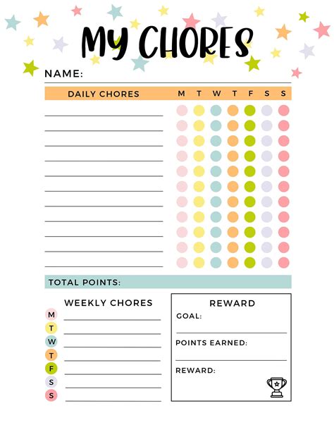 Printable Chore Charts For Teenagers Free Chore Charts For Kids You