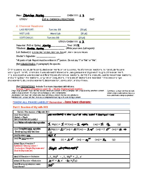 Image result for Chemistry Lab Report Example University