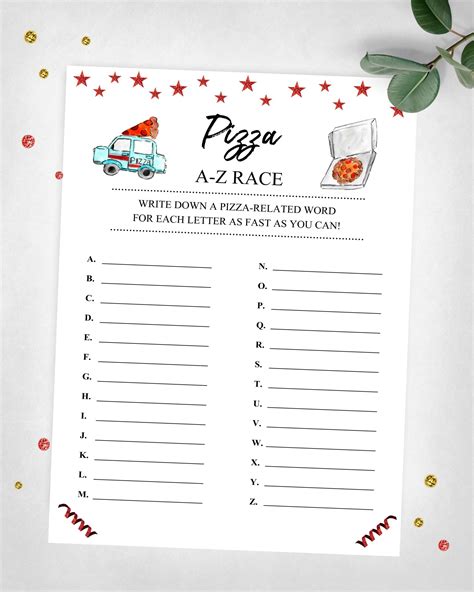 Pizza party word list pizza party game slumber party game instant ...