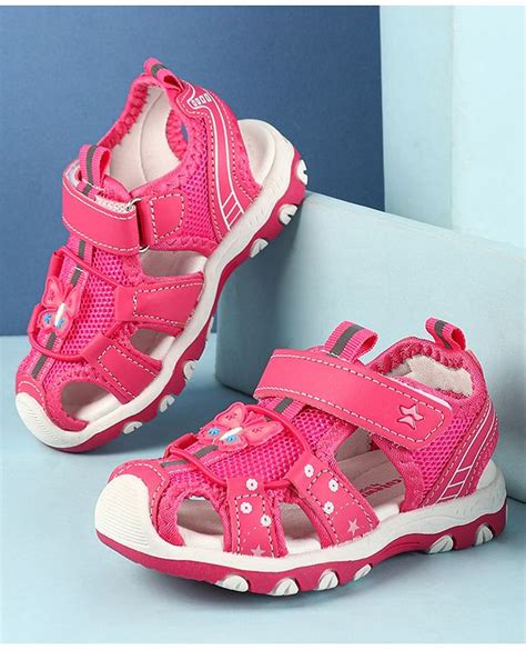 Cute Walk by Babyhug Velcro Closure Sandals with Butterfly Applique - Pink