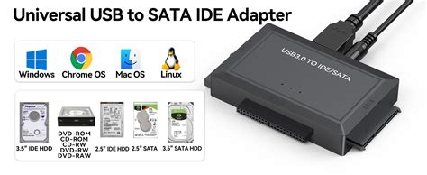 USB 3.0 to SATA/IDE Adapter with Universal 2.5"/3.5" Hard Drive Disk ...
