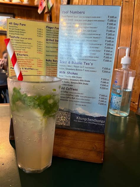 Menu at Baker's Cafe, Gangtok, Mahatma Gandhi Marg