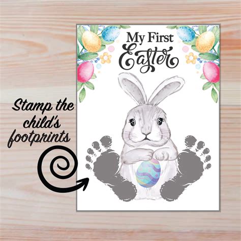 My First Easter Footprint Handprint Art | PRINTABLE First Easter Bunny ...