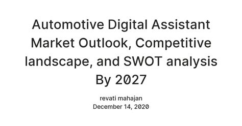 Automotive Digital Assistant Market Outlook, Competitive landscape, and ...
