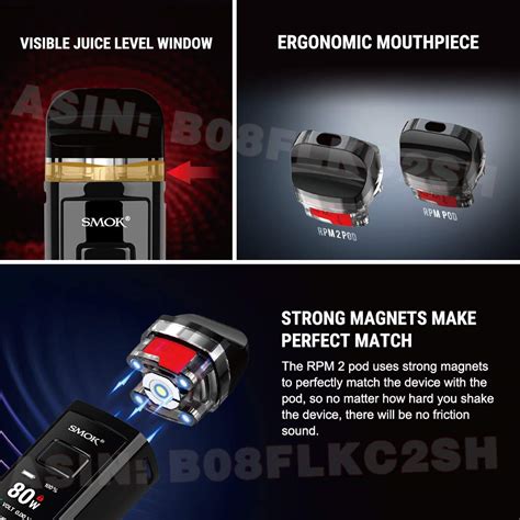Official SMOK RPM2 2000mAh 80W E Cigarette Vape Starter Kit, USB Type-C ...