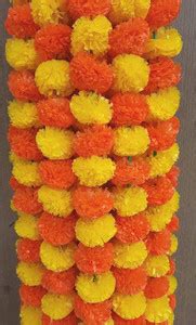 DUSSLE DROF Artificial Marigold Fluffy Flowers Garlands for Decoration ...