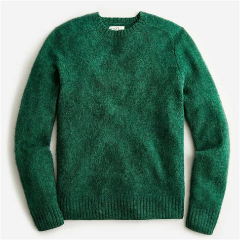 J.Crew J. CREW Men's Brushed Wool Crewneck Sweater Heather Clover Green ...