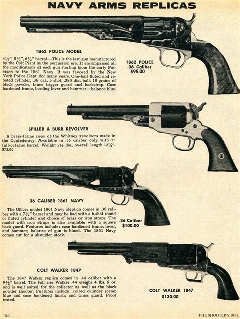 1977 Print Ad Navy Arms 1862 Police Spiller&Burr 1861 Navy Colt Walker ...