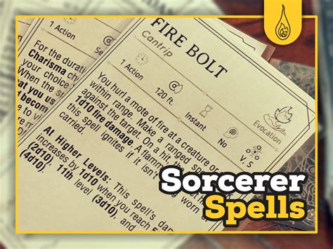 SORCERER Spell Cards for DnD 5e | Form Fillable PDFs Included ...