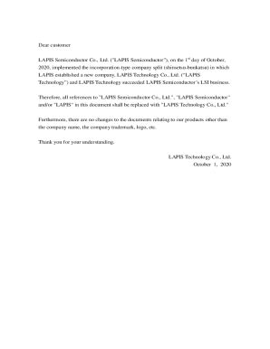 Fillable Online Dear customer. Thank you for your understanding. LAPIS ...