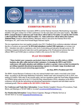 Fillable Online bottledwater EXHIBITOR PROSPECTUS - Bottled Water Fax ...