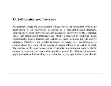 Self administered interviews and mail surveys - Business Research - Studocu