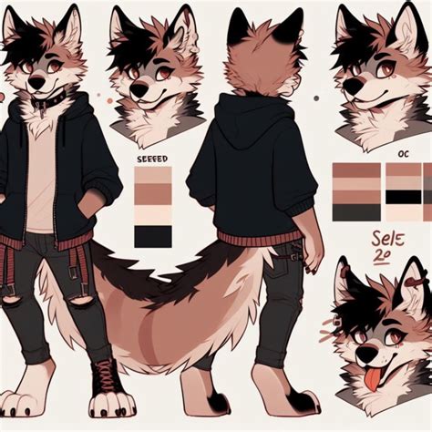 Draw anime art character reference sheet furry oc fursona vtuber rex ...