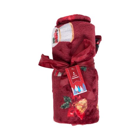 Festive Santa Fleece Throw Red | Homebase