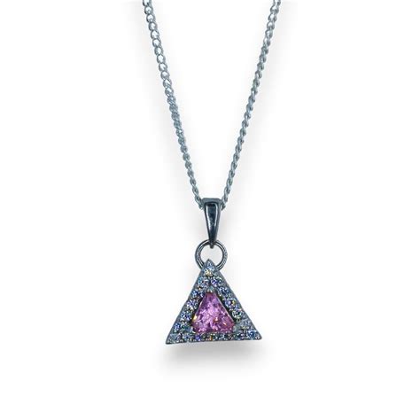 Taraash 925 Sterling Silver Triangle Shape CZ Pendant Chain For Women