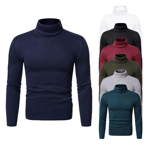 VerPetridure Men's Mock Turtleneck T-Shirts Long Sleeve Crewneck ...