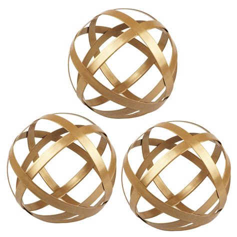 Yiya Gold Metal Decorative Sphere Set Of 3 Metal Band | Desertcart INDIA