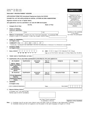Fillable Online rrbmuzaffarpur gov Application Form(ANNEXURE) - (RRB ...