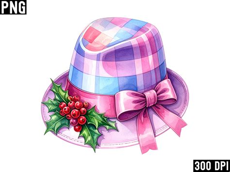 Holiday Fedora with Holly Berries PNG Graphic by Art King @ · Creative ...