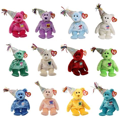 TY Beanie Babies - BIRTHDAY Bears with Hats (Set of 12 Months)(9.5 inch ...