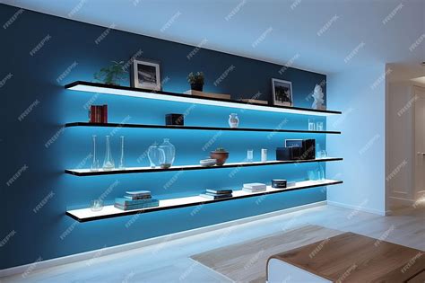 Premium Photo | Floating Glass Shelves with LED Lighting for Modern Display